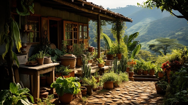 Une maison familiale de ferme brésilienne avec un décor traditionnel