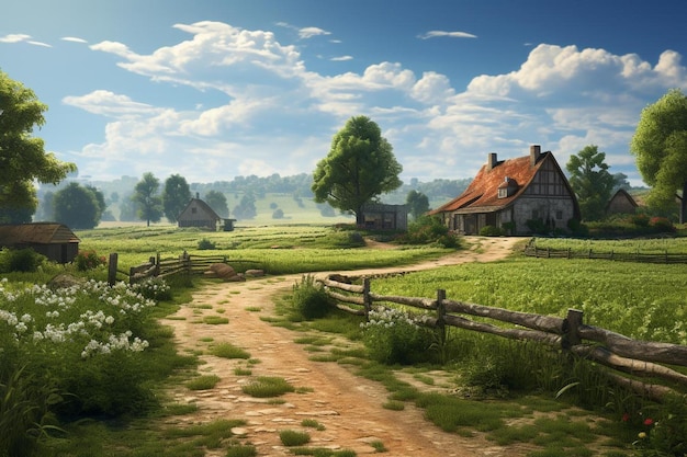 Photo maison de ferme à la campagne