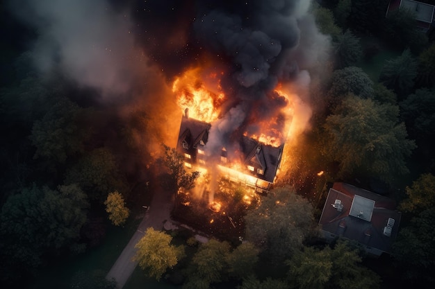 Maison en feu brûler Générer Ai