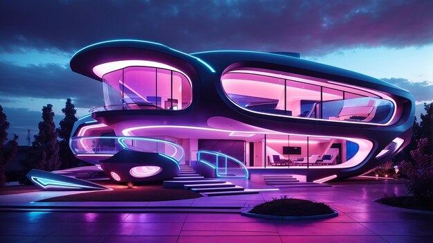 Photo une maison futuriste avec un design moderne et élégant