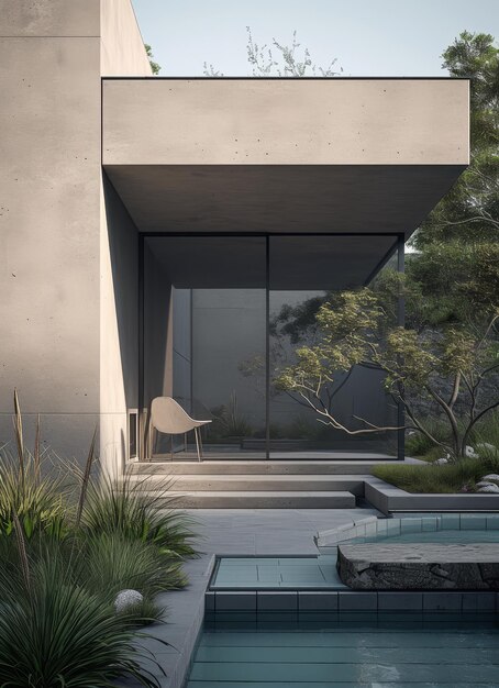 Photo une maison avec un grand patio et une piscine