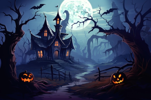 La maison hantée d'Halloween est une demeure effrayante.