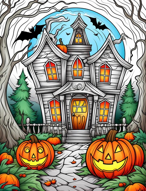 La maison hantée Halloween Un voyage de Coling Les toiles d'araignées et le plaisir de la citrouille