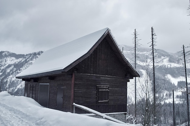 Maison d'hébergement de Noël en jour de neige Tatras Zakopane Pologne