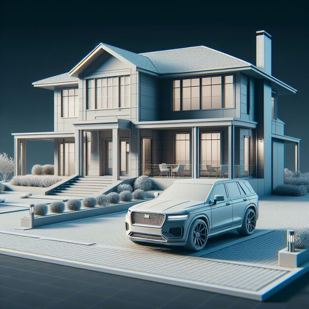 maison incroyable 3d avec voiture