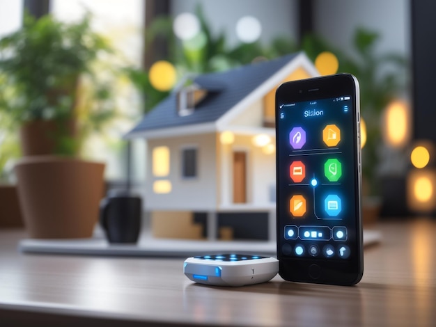 Photo maison intelligente contrôlée par smartphone internet des objets iot 1