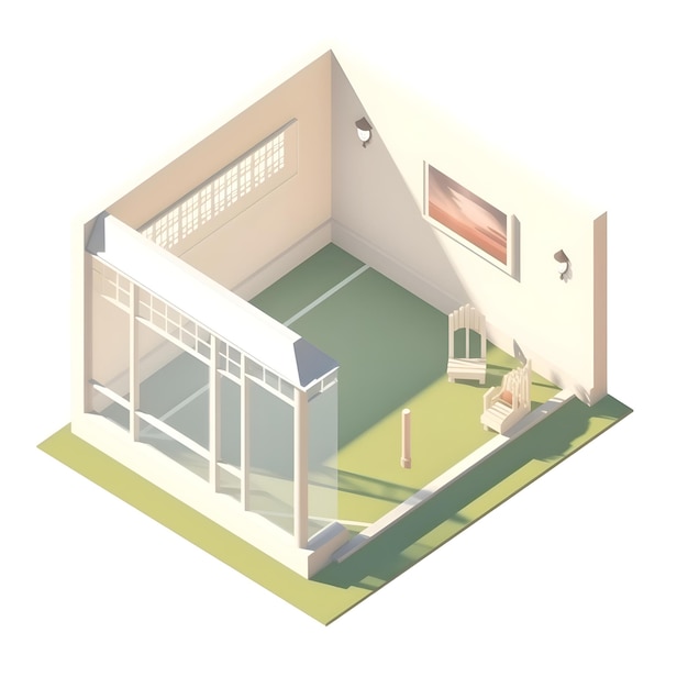 Une maison isométrique isolée sur un fond blanc illustration de rendu 3D