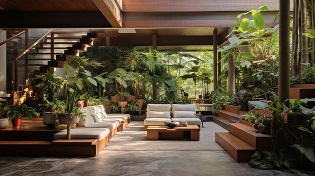 maison de jardin tropical générative Ai