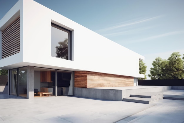 Une maison de luxe blanche moderne générée par l'IA