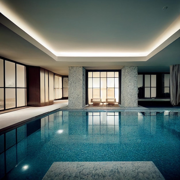 maison de luxe moderne avec piscine intérieure