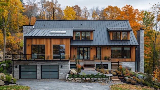 Une maison de luxe la nuit à Vancouver, au Canada