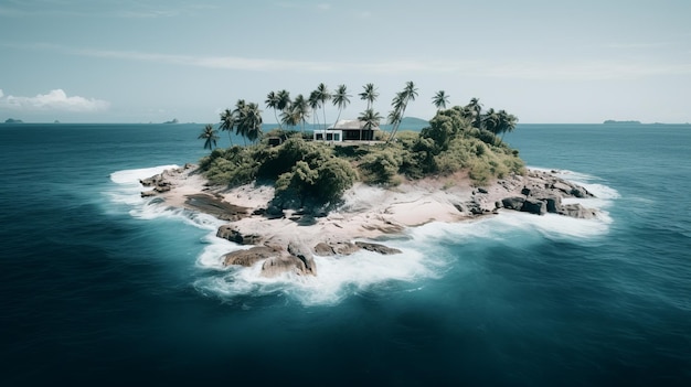 Une maison magnifique sur une île océanique exotique