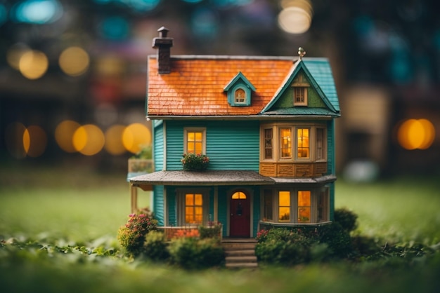 Photo maison miniature dans le jardin de style vintage