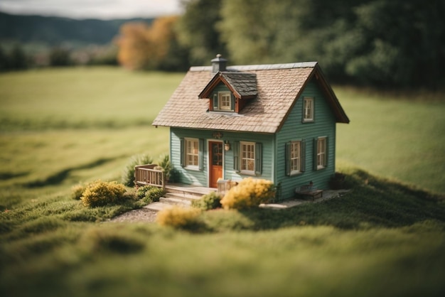 Maison miniature dans le jardin de style vintage