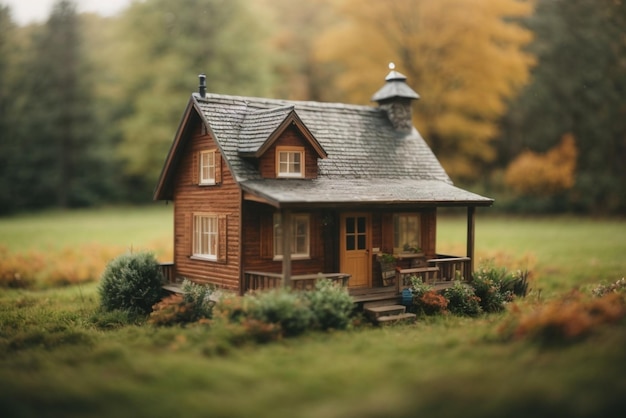 Photo maison miniature sur l'herbe le concept d'immobilier et de logement