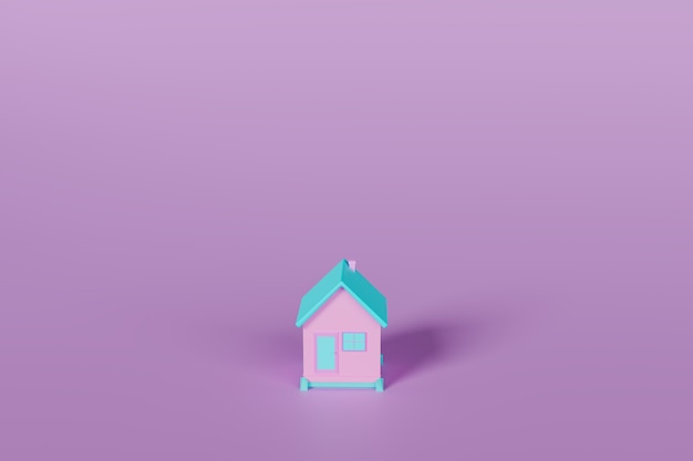 Maison minimale sur fond blanc, rendu d'illustration 3d en couleur, 3d