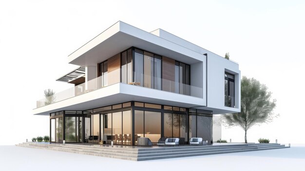 Photo une maison moderne sur fond blanc