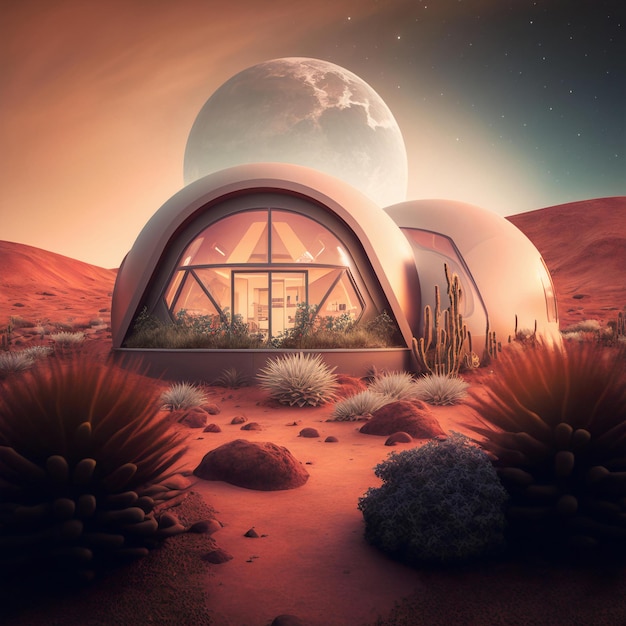 Maison moderne futuriste à mars