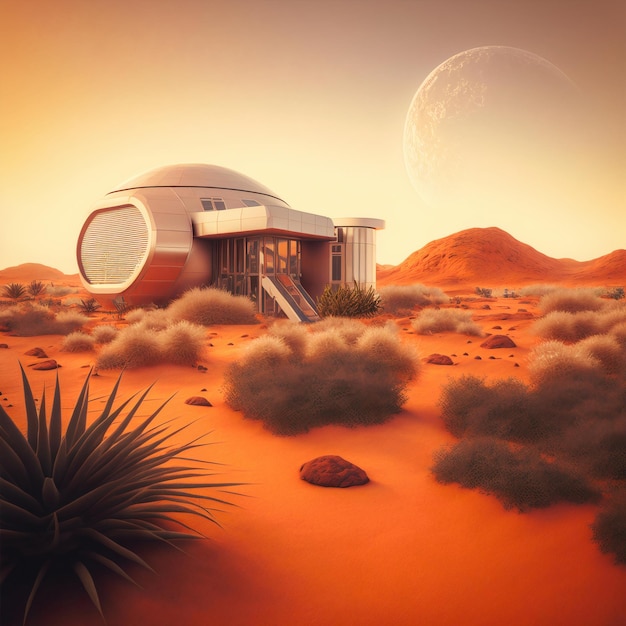 Maison moderne futuriste à mars