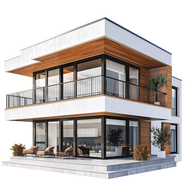 Une maison moderne isolée sur un fond blanc