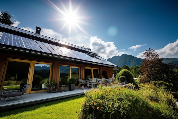 Une maison moderne avec des panneaux solaires Durabilité sous le soleil
