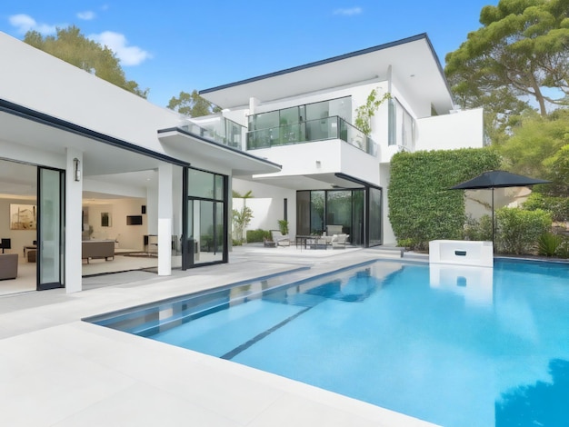 Maison moderne de style luxueux confortable avec piscine et parking ai généré