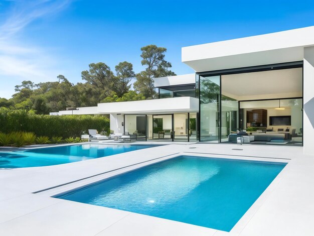 Maison moderne de style luxueux confortable avec piscine et parking ai généré