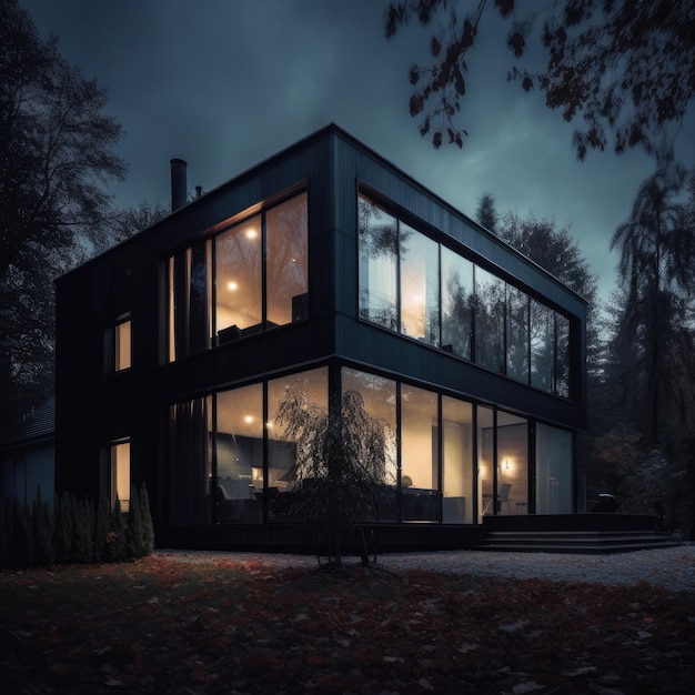 D maison moderne de style scandinave couleurs neutres minimalisme génératif ai
