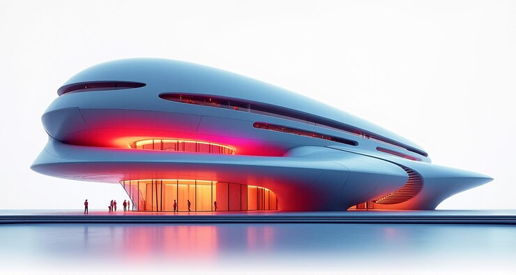 Photo une maison moderne avec un toit rouge et un escalier blanc