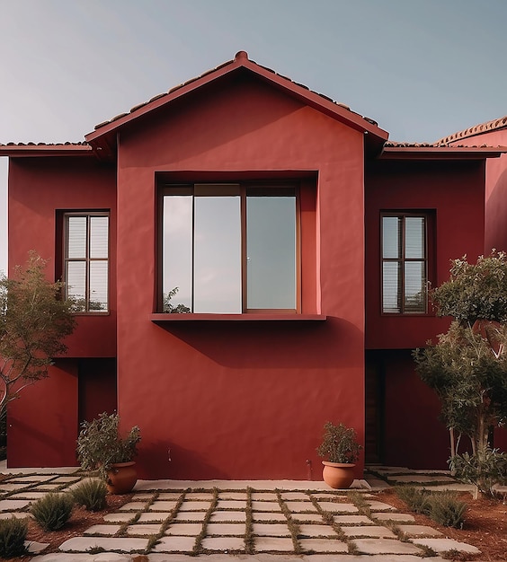 une maison avec des murs marron