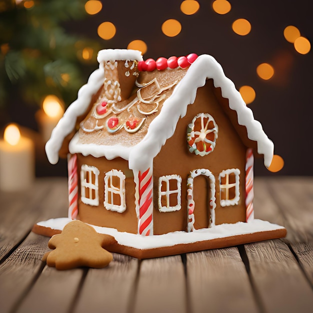 Photo une maison de pain d'épice avec une maison de gingerbread sur le dessus