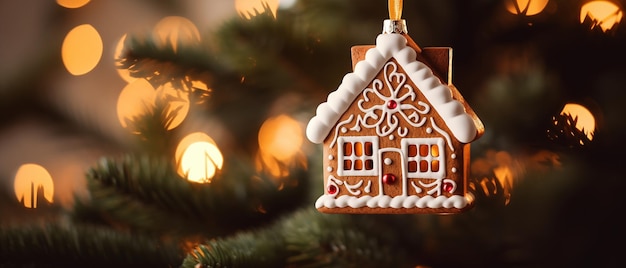 Une maison en pain d'épice de Noël en bois