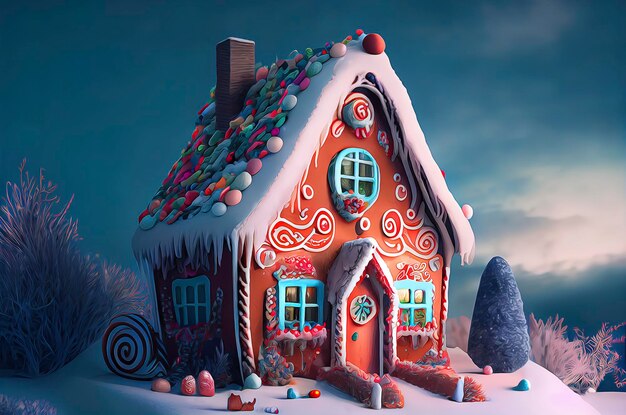 Maison en pain d'épice de Noël décorée