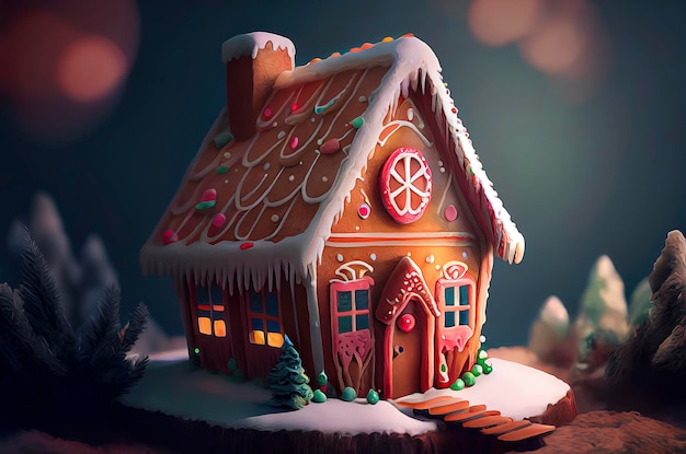 Maison en pain d'épice de Noël décorée
