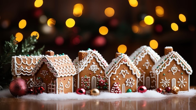 Maison de pain d'épice de Noël avec un flocon de neige sur le toit