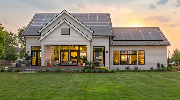 Photo la maison a un panneau solaire sur le toit