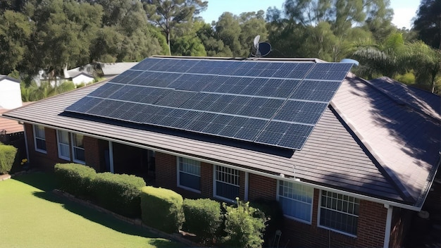 Une maison avec un panneau solaire sur le toit