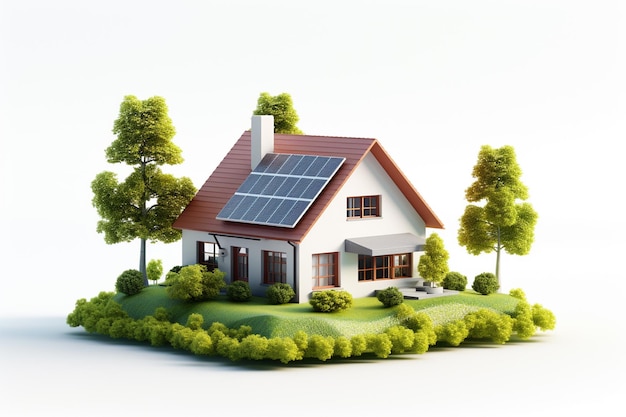 Maison avec panneaux solaires sur le toit Concept de source d'énergie alternative