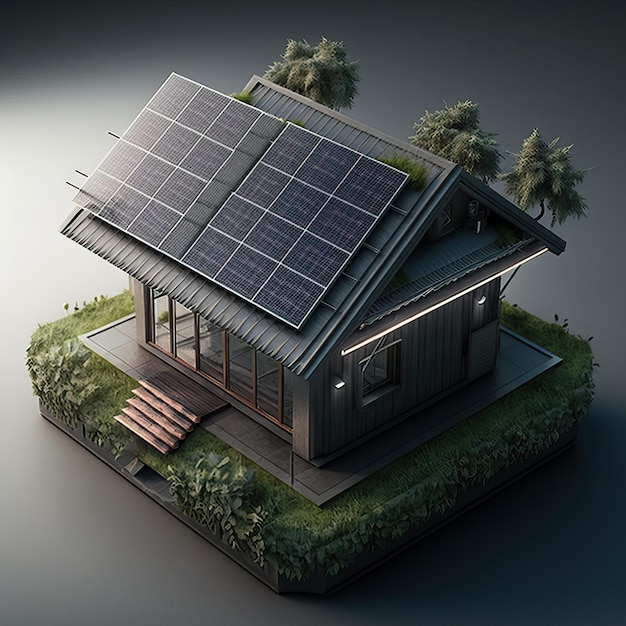 Maison avec panneaux solaires sur le toit idéale pour les énergies durables fond IA générative