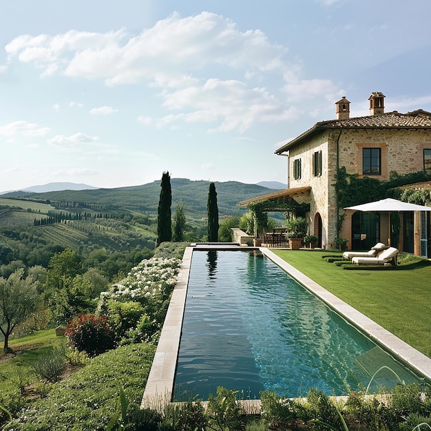 Photo maison avec piscine dans un endroit magnifique