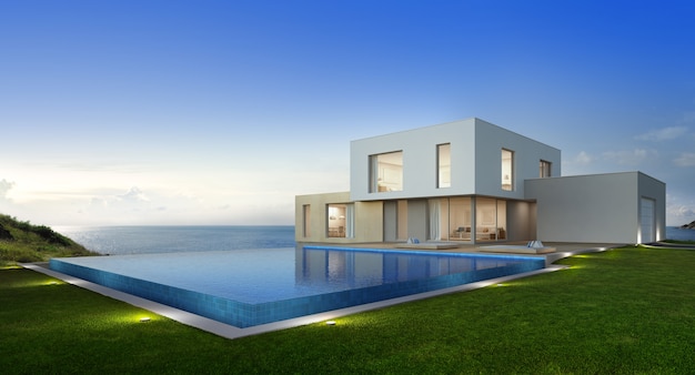 maison de plage de luxe avec vue sur la mer piscine et terrasse