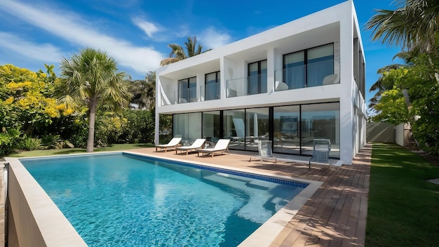 Une maison de plage moderne avec piscine privée