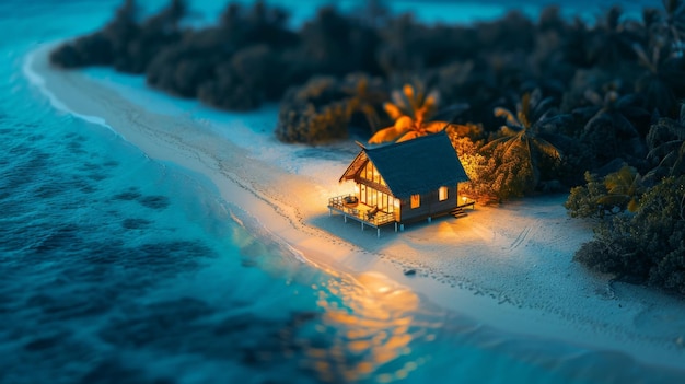 Une maison de plage paisible la nuit