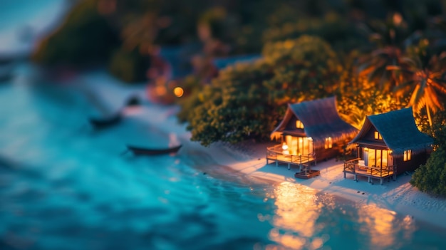 Une maison de plage paisible la nuit