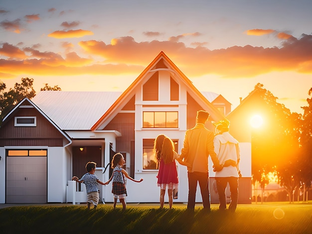 Maison précieuse entre les mains d'une famille heureuse et investissement immobilier et architecture de logement et