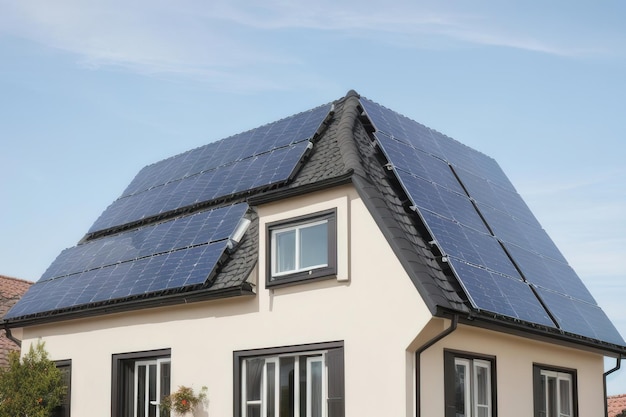 Maison privée avec panneaux solaires sur le toit IA génératrice d'énergie respectueuse de l'environnement