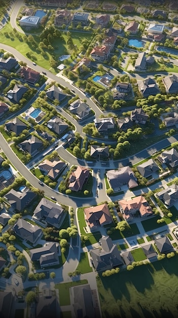 Photo une maison avec un quartier en arrière-plan