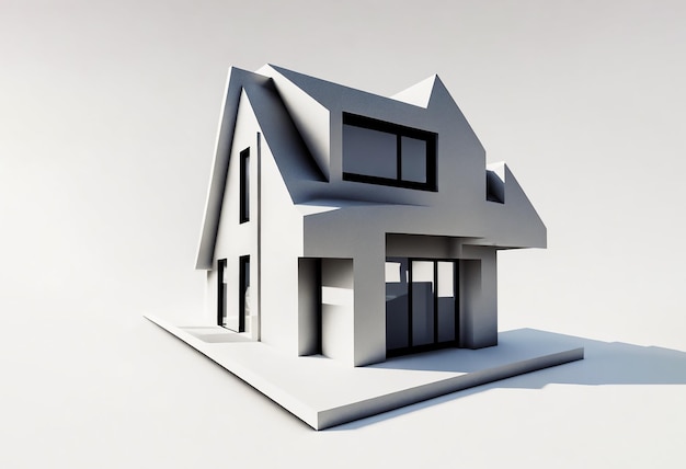 Maison rendu 3d de style moderne sur fond blanc