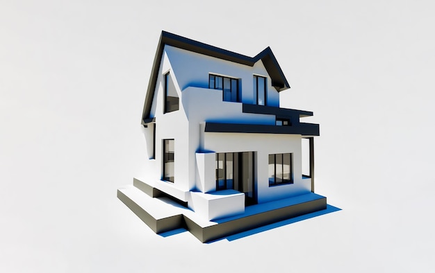 Photo maison rendu 3d de style moderne sur fond blanc