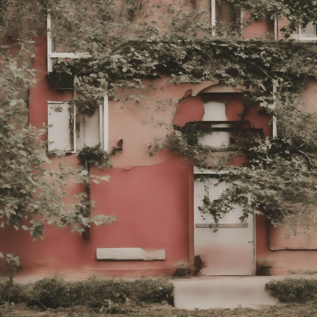 Photo une maison rose avec une fenêtre qui dit le nom de la maison